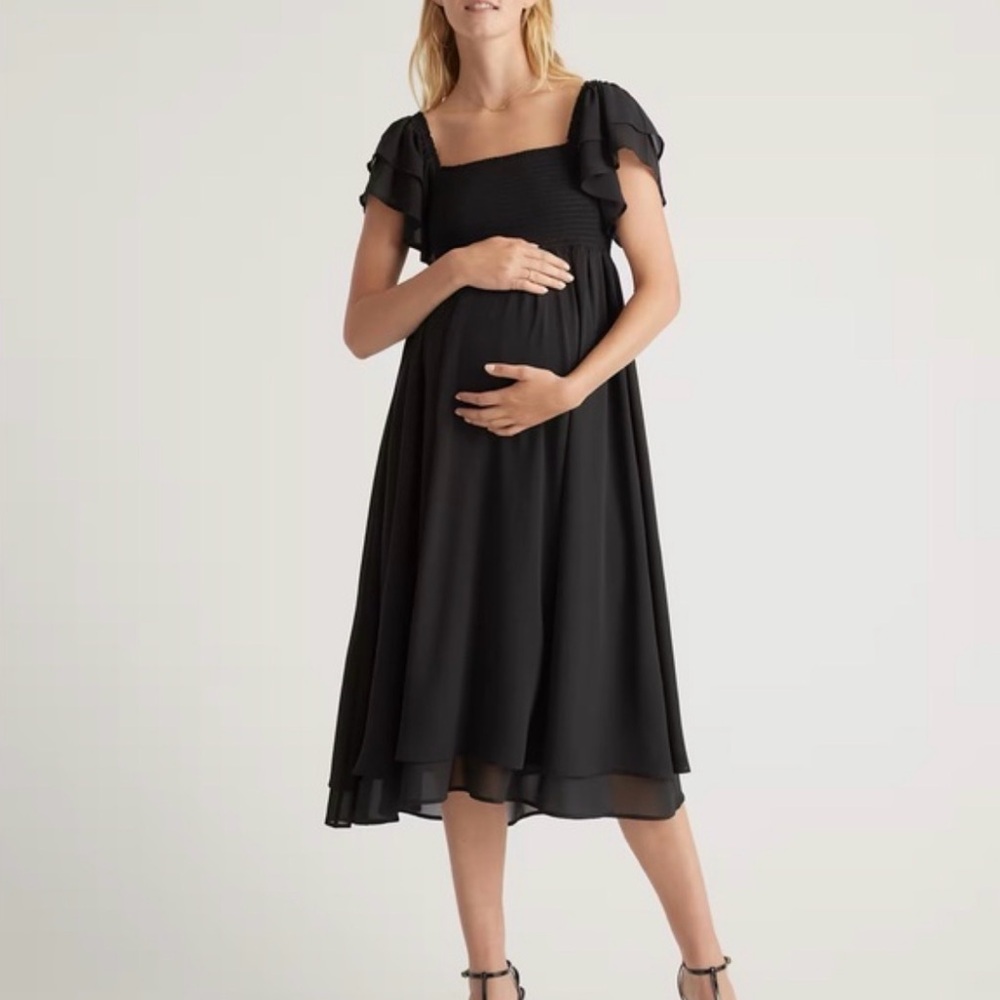 ✨ NWT ✨ Quince Chiffon Maternity Smocked Flutter Sleeve Dress